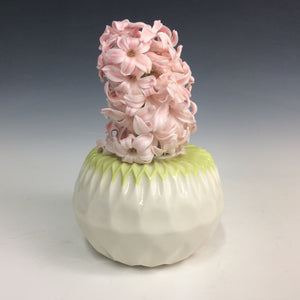 Kelly Justice Sphere Bud Vase - White and Chartreuse #243