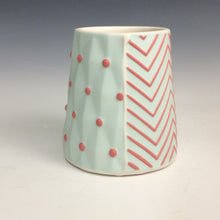 Load image into Gallery viewer, Kelly Justice Small Triangle Bud Vase - Red and Light Turquoise #244
